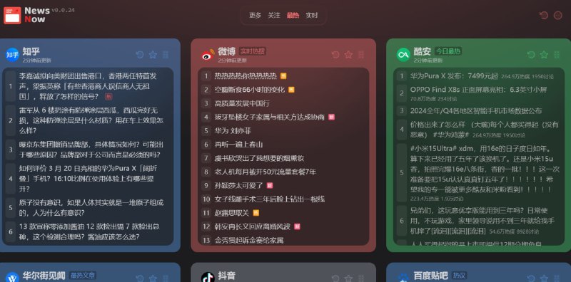 NewsNow 优雅的新闻聚合阅读器实时新闻聚合阅读器，汇集全球热点新闻，提供优雅的阅读体验【链接在评论区】#娱乐 #资讯 #开源