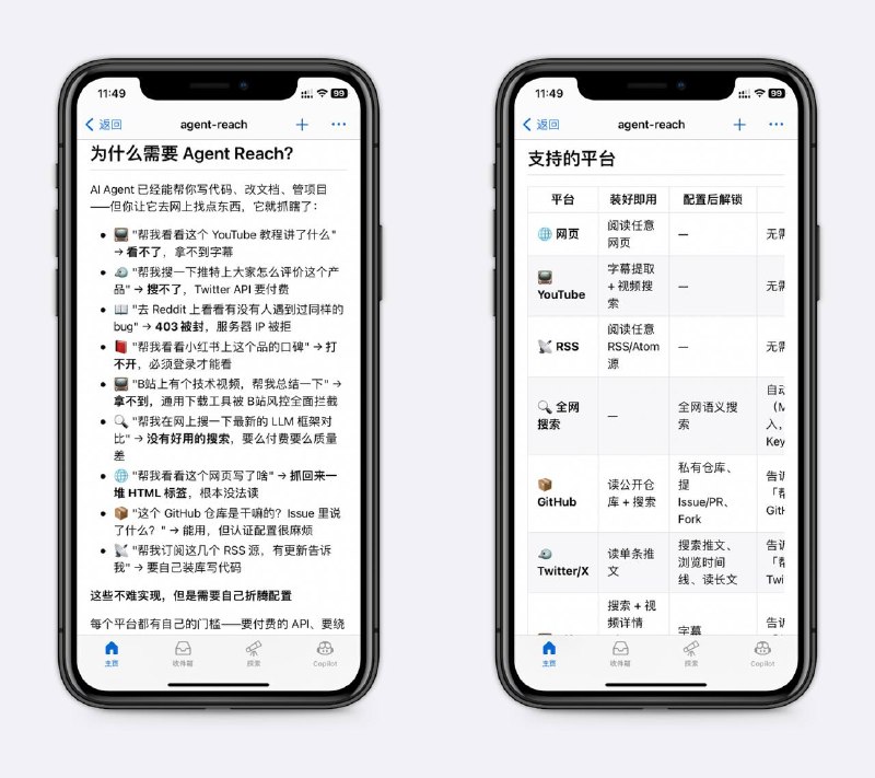 让AI浏览各种社交媒体网站无论是claude code，codex，还是OpenClaw都能使用，能让AI浏览搜索油管、B站、小红书、领英等，查某个产品的评价、查找领英上的岗位等，非常好用～