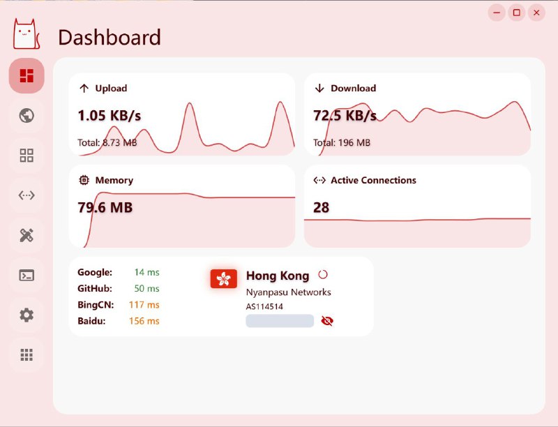 Clash Nyanpasu 基于 Tauri 的 Clash GUI 软件实现，利用 Tauri 的特性实现了跨平台的支持