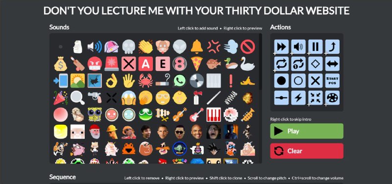 用表情创作鬼畜音乐-THIRTY DOLLAR WEBSITE可以用表情来创作鬼畜音乐，每一个表情对应一个音效，结合控制组件，可以轻松创建令人惊叹、与众不同的电子乐！