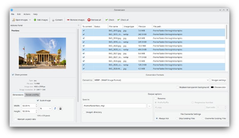 Converseen 一款适用于 Windows、Linux、macOS、FreeBSD 和其他作系统的免费跨平台批量图像处理器