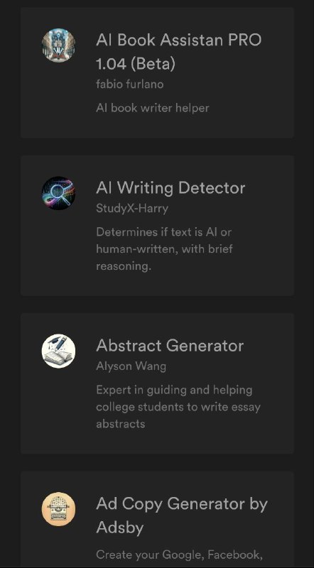 TopGPTs.ai与 OpenAI GPT 相关的所有事物的综合中心，每天更新，为用户提供了一个提交自己的 GPT 的平台，具有广泛的 GPT，从 AI 图书作者助手到内容和 SEO 增强器、约会资料创建者、论文作者，甚至是节日助手