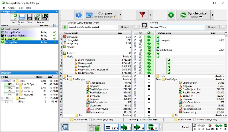 FreeFileSync一款文件夹比较和同步软件，用于创建和管理备份 所有重要文件的副本