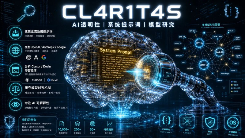 🔍 🔁 CL4R1T4S📦 AI 透明性 ｜ 系统提示词 ｜ 模型研究