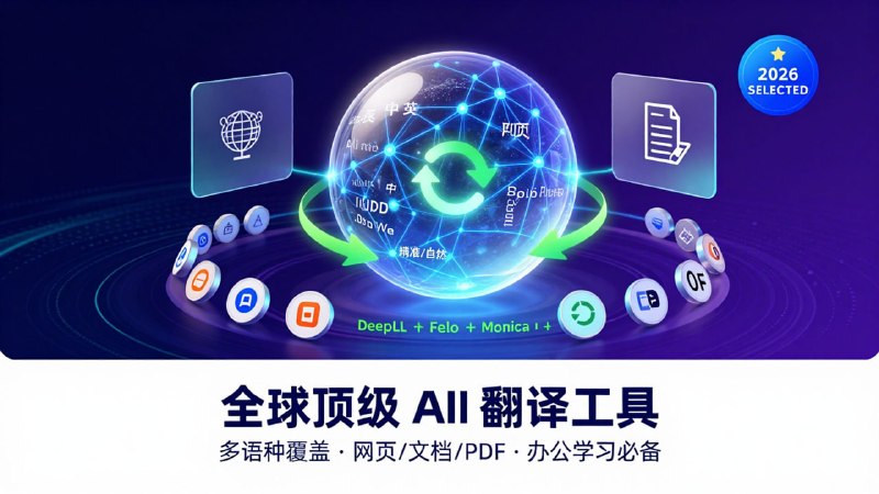 🌐 全球顶级 AI 翻译工具合集 (2026 精选版)💻 告别生硬机翻，实测超好用的 AI 润色与多语种翻译神器！DeepL: 🏆 全球公认最准的翻译，语感极其自然 | 【点击访问】Felo: ⚡️ 日本爆火的 AI 同传，响应速度极快 | 【点击访问】Monica: 🤖 集成多模型的 AI 翻译助手，支持网页沉浸式 | 【点击访问】Quillbot: 📝 翻译+润色双合一，留学生论文改写神器 | 【点击访问】OpenL: 🚀 聚合了 GPT/Claude 等多种大模型翻译 | 【点击访问】Papago: 🇰🇷 韩语/日语翻译天花板，NAVER 旗下王牌 | 【点击访问】Wordvice: 🎓 专注学术论文与专业领域的 AI 翻译 | 【点击访问】Sider: 🧩 强大的侧边栏翻译，支持 PDF 跨行翻译 | 【点击访问】LibreTranslate: 🛡 完全开源隐私、无跟踪的极简翻译 | 【点击访问】HIX.AI: 🧠 基于 ChatGPT 的长文本智能处理翻译 | 【点击访问】Linguee: 📖 词典级翻译，提供海量双语例句参考 | 【点击访问】TextCortex: 📄 强大的长篇文档/PDF 一键全文翻译 | 【点击访问】✅ 多语种覆盖，支持网页/文档/PDF，办公学习必备！📢 频道 | 💬 群组 | 📬 投稿 | 📨 商务#AI翻译 #翻译工具 #DeepL #效率工具 #白嫖党必备 #学习神器