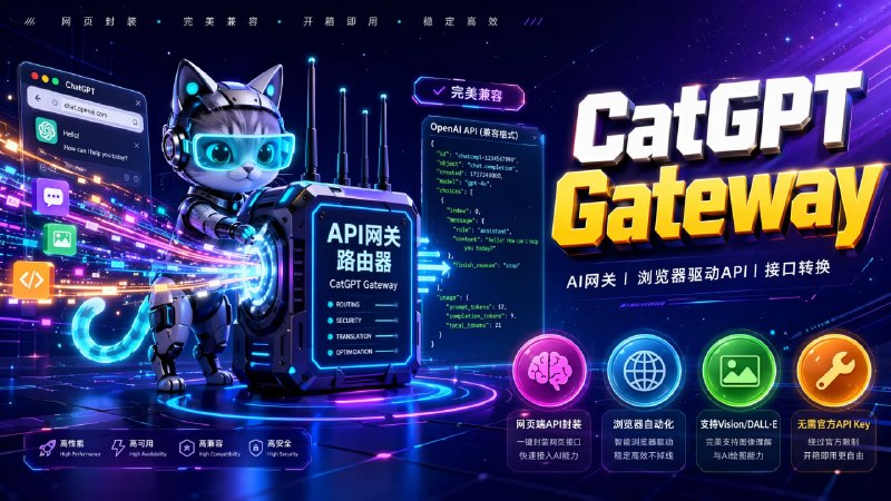 🧠 🔁 CatGPT Gateway📦 AI网关 ｜ 浏览器驱动API ｜ ChatGPT接口转换工具
