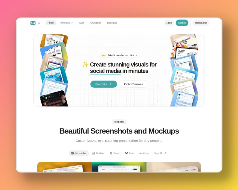 PostSpark 美化截图精美截图和模型、功能强大且易于使用的编辑器、一款工具满足您的所有需求专为营销人员、设计师、开发人员和教育工作者设计，创建令人惊叹的屏幕截图和模型，在社交媒体、博客、网站、新闻简报和演示文稿中吸引眼球