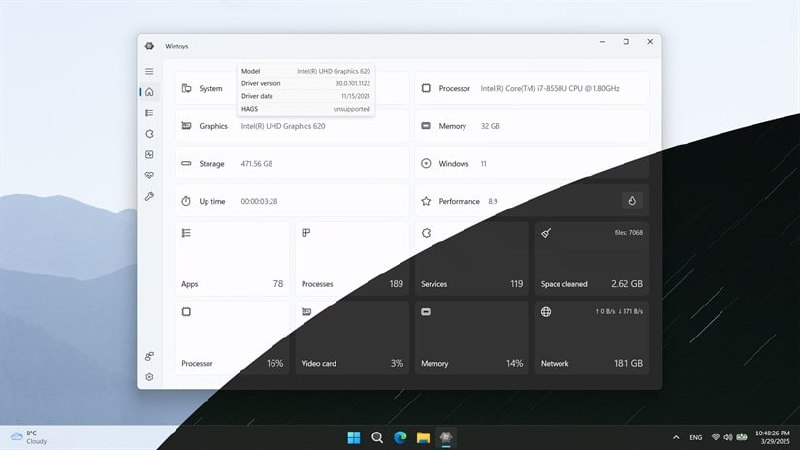 Wintoys | Windows 系统优化与维护工具一款面向 Windows 10/11 的系统管理工具，主打把常用的系统优化、清理、修复和个性化设置集中到一个界面里，方便用户更直观地管理电脑