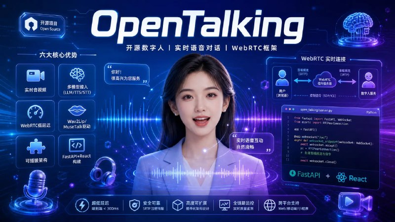🔁 OpenTalking📦 开源数字人 ｜ 实时语音对话 ｜ WebRTC框架