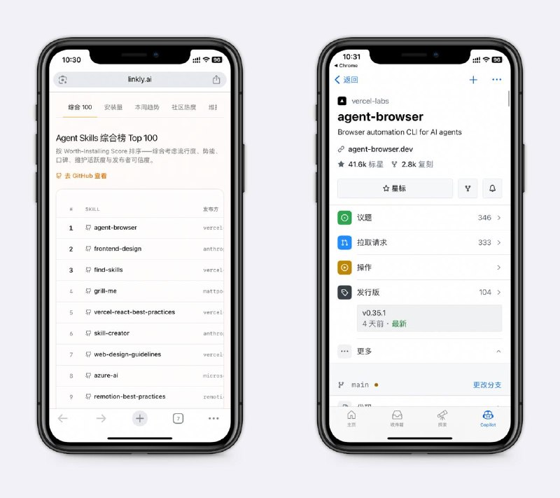 Agent Skills榜单每日更新的 Skills 排行榜，根据安装量、增长趋势和社交热度排名，排名靠前的都很实用～