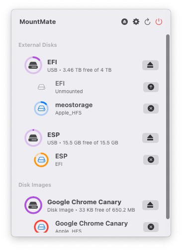 MountMate一款极简主义的 macOS 菜单栏应用程序，可让您一键控制安装和卸载外部驱动器