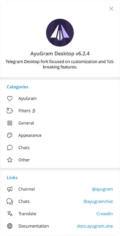 AyuGram Desktop：深度定制且支持幽灵模式的 Telegram 第三方客户端一款基于 Telegram 官方桌面版开发的增强型客户端，旨在为用户提供更强大的隐私控制与个性化体验