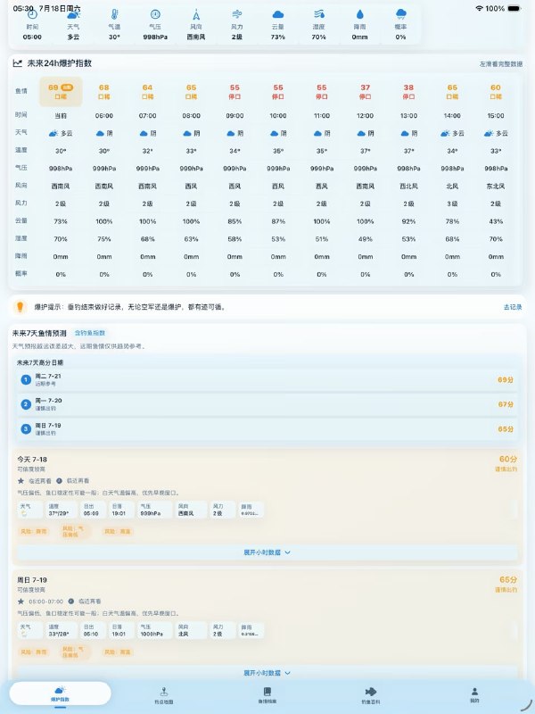 不空 今天什么时候鱼口更好？一款钓鱼天气预报 App