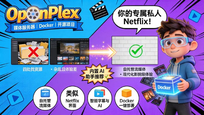 🎬 OpenPlex  📦 媒体服务器 ｜ Docker ｜ 开源项目