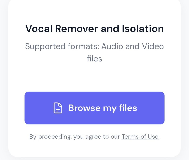 MyVocalRemover — AI 在线去人声工具一个基于 AI 人工智能技术 的在线工具，能帮助用户 从音乐或音频中去除人声或隔离人声与伴奏，生成高质量的伴奏、KTV 版或 acapella 声轨，无需安装软件，可直接在浏览器使用