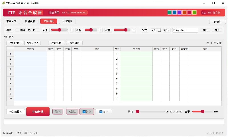 TTS语音合成器标准版基于：微软 Edge 浏览器同款 在线 TTS 引擎