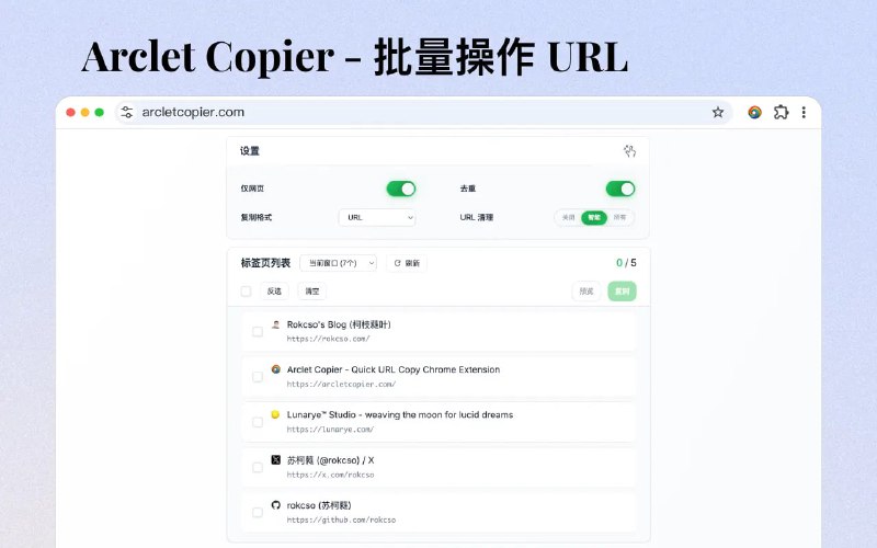 Arclet Copier 智能链接复制工具一款功能强大的 扩展程序，专为提升链接复制体验而设计