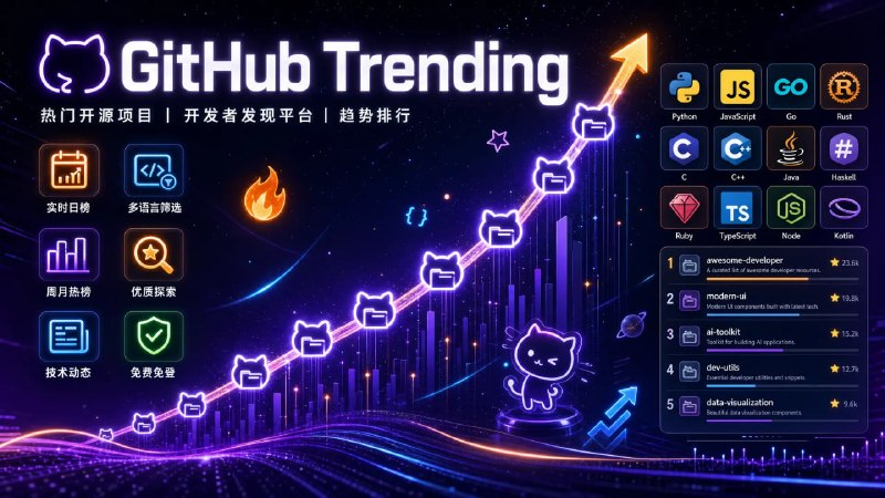🔁 GitHub Trending📦 热门开源项目 ｜ 开发者发现平台 ｜ 趋势排行