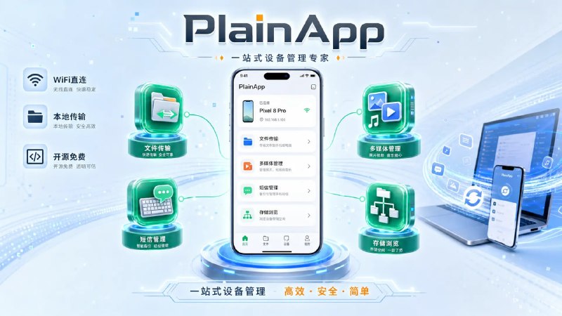 📱 🔁 PlainApp📦 手机电脑互联 ｜ 文件传输 ｜ 开源工具