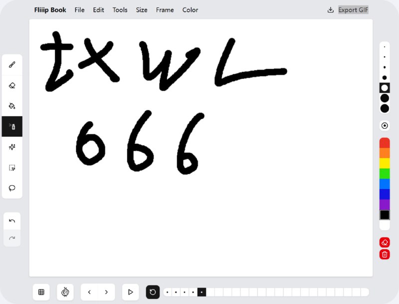 FliiipBook | 在线浏览器逐帧 GIF 动画工具一个基于网页的简洁动画编辑器，让用户能够在浏览器中逐帧手绘动画（共 24 帧、2 秒循环），并导出为 GIF