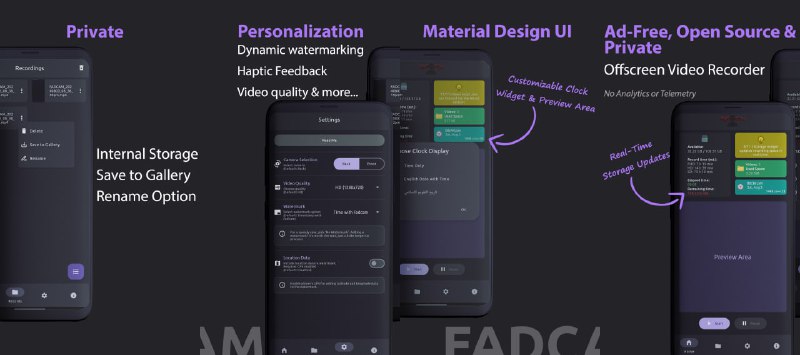 FadCam 一款注重隐私保护的安卓后台视频录制应用，专为个人安防、事件记录等正当用途设计