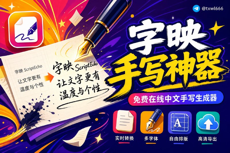 字映 ScriptEcho | 在线手写生成器要点一款免费的在线中文手写生成工具，可以将输入的文字实时转换为自然逼真的手写效果