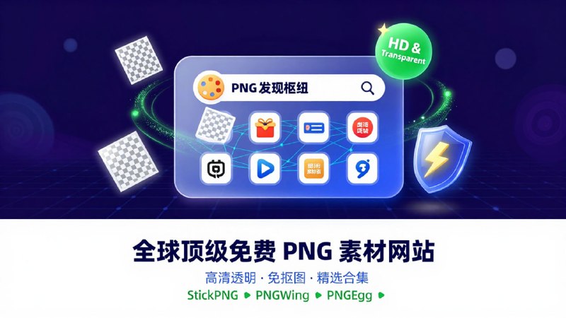 🎨 全球顶级免费 PNG 素材网站 (精选版)💻 剔除死链 · 高清透明 · 找图不求人，建议收藏备用！StickPNG: 🏷 品牌 Logo 与流行文化素材最全 | 【点击访问】PNGWing: 🚀 资源极度丰富，支持无限量免费下载 | 【点击访问】PNGEgg: 🍳 搜索算法强大，高频更新的高清透明图库 | 【点击访问】CleanPNG: 🧼 页面纯净无干扰，专注高分辨率免抠图 | 【点击访问】PNGTree: 🌳 资源质量极高，含 PSD/矢量图 (每日限额) | 【点击访问】PNGMart: 🛒 详细的主题分类，适合寻找特定物体素材 | 【点击访问】PNGAll: 📁 采用博客式排版，打包下载同类素材超方便 | 【点击访问】TotalPNG: 🖼 新晋综合图库，涵盖背景、模板与元素 | 【点击访问】💡 使用小贴士：• PNGWing/PNGEgg: 是最推荐的“完全免费”站点，没有任何下载次数限制