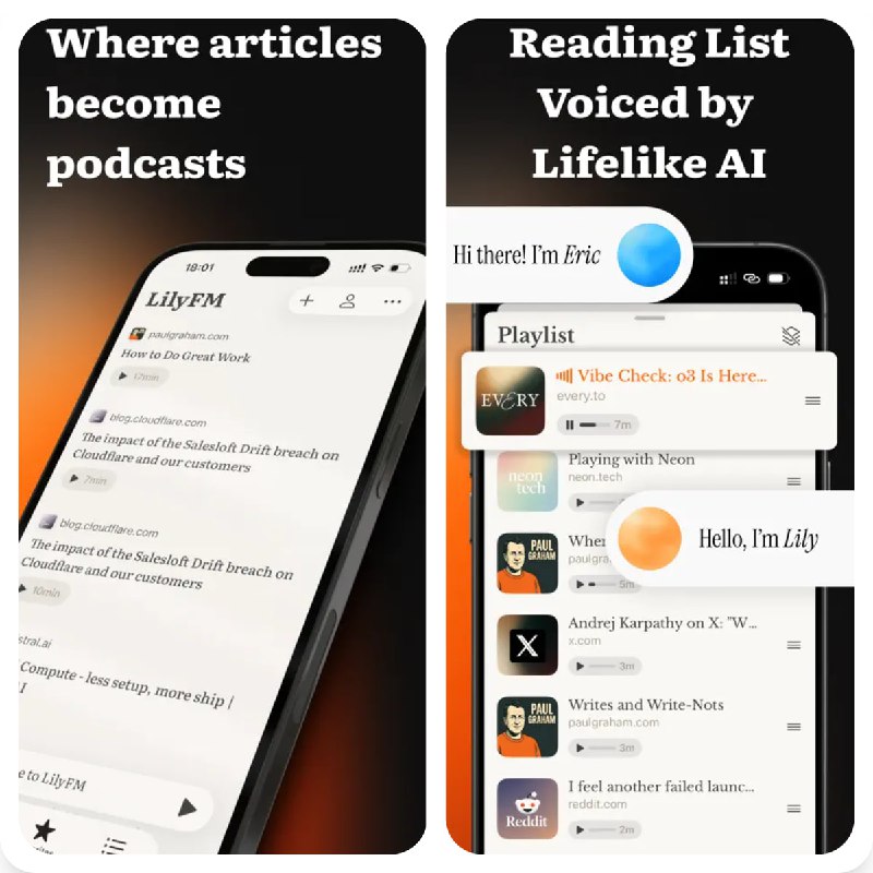 LilyFM - AI 文字转语音 & 播客 | 把 PDF、网页、图片都变成专属 AI 播客，用 LilyFM 在通勤、锻炼或家务时听完想看的内容