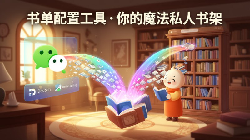 📚 书单配置工具 📚- 📥 导入: 豆瓣 / 微信读书- 📄 生成: 一键生成分享页面- ✍️ 管理: 自由编辑 & 分类- 🆓 免费: 无需注册登录🚀 点击进入频道 | 💬 群组 | 📬 投稿 | 📨 商务🔄 转发请标注来源: @pgkj666#实用工具 #书单