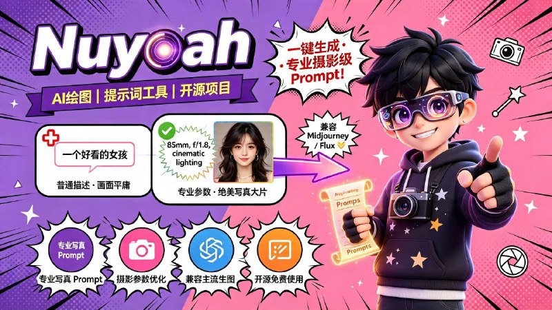 🤖 Nuyoah 写真提示词 Skill📦 AI 绘图 ｜ 提示词工具 ｜ 开源项目