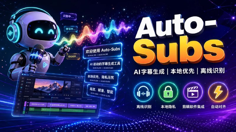 🎧 🔁 Auto-Subs📦 AI字幕生成 ｜ 本地优先 ｜ 离线语音识别工具