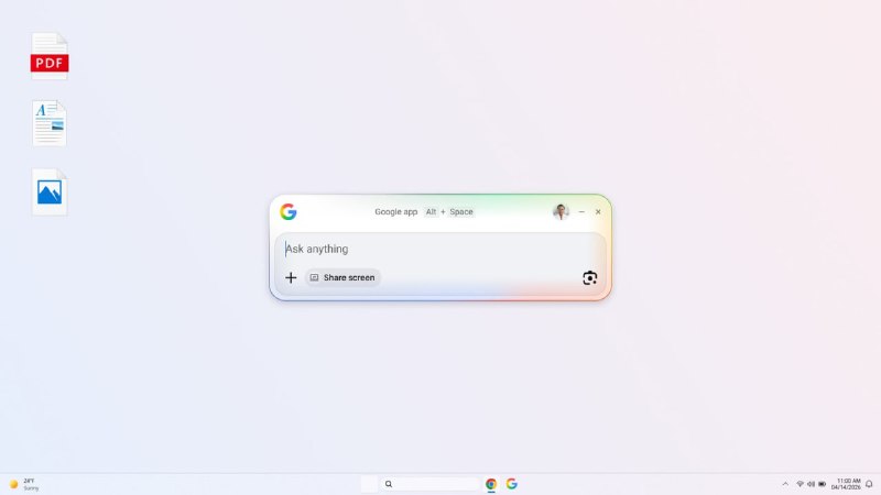 #Google #AI Google 推出 官方桌面端应用「Google app for desktop」安装之后，按下「Alt + Space」即可瞬间唤出搜索框，内置 AI Mode、屏幕理解与 Google Lens、跨域搜索等功能